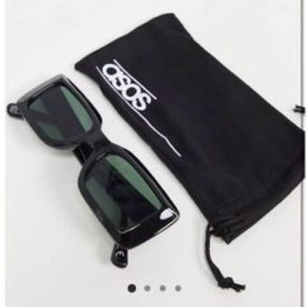 ASOS Shiny Black Square Sunglasses